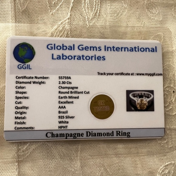 Certified Genuine 2.30 CT Champagne Diamond ring - Picture 8 of 9